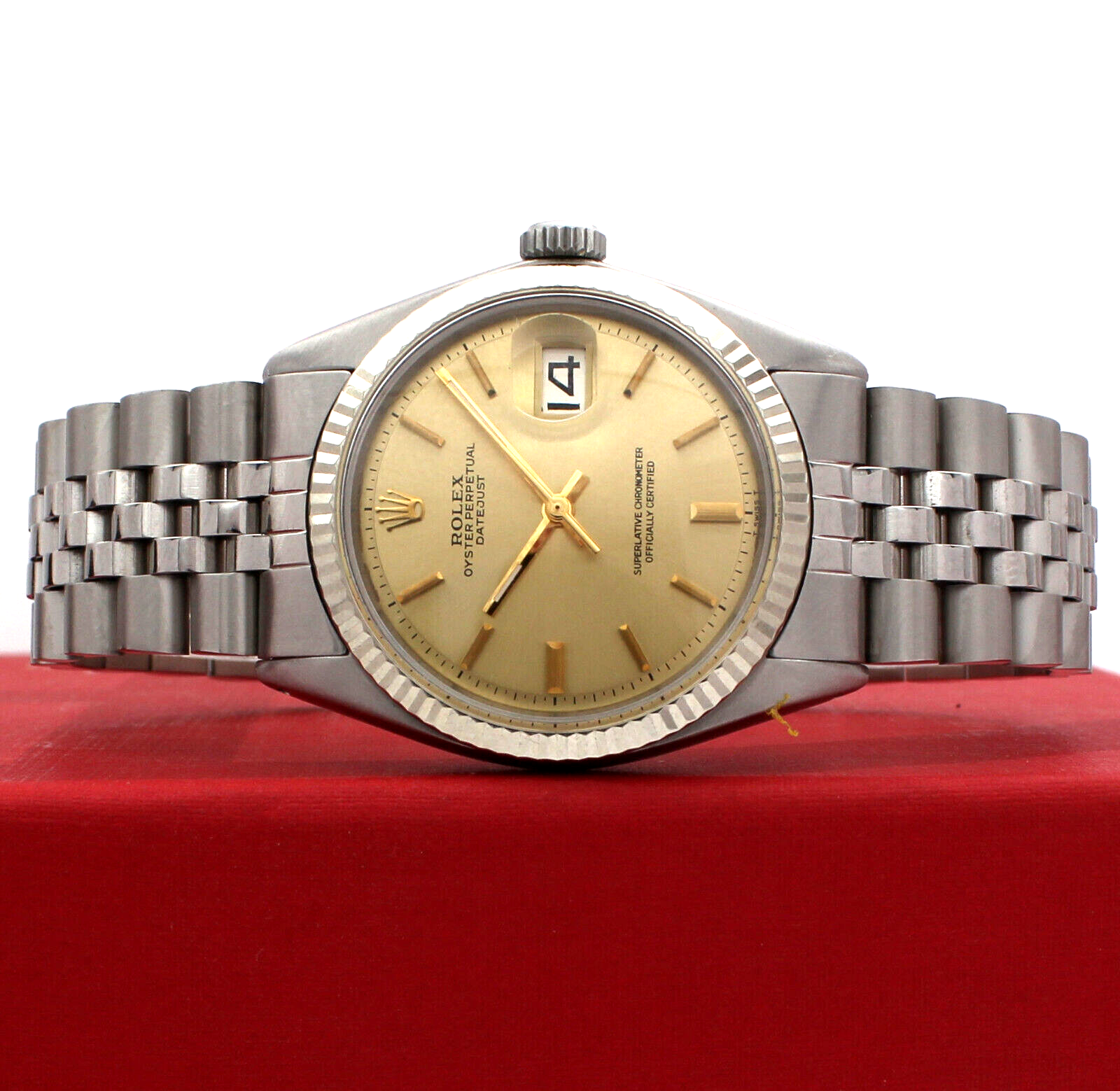 Mens Vintage ROLEX Oyster Perpetual Datejust 36mm Silver Dial White Gold Steel
