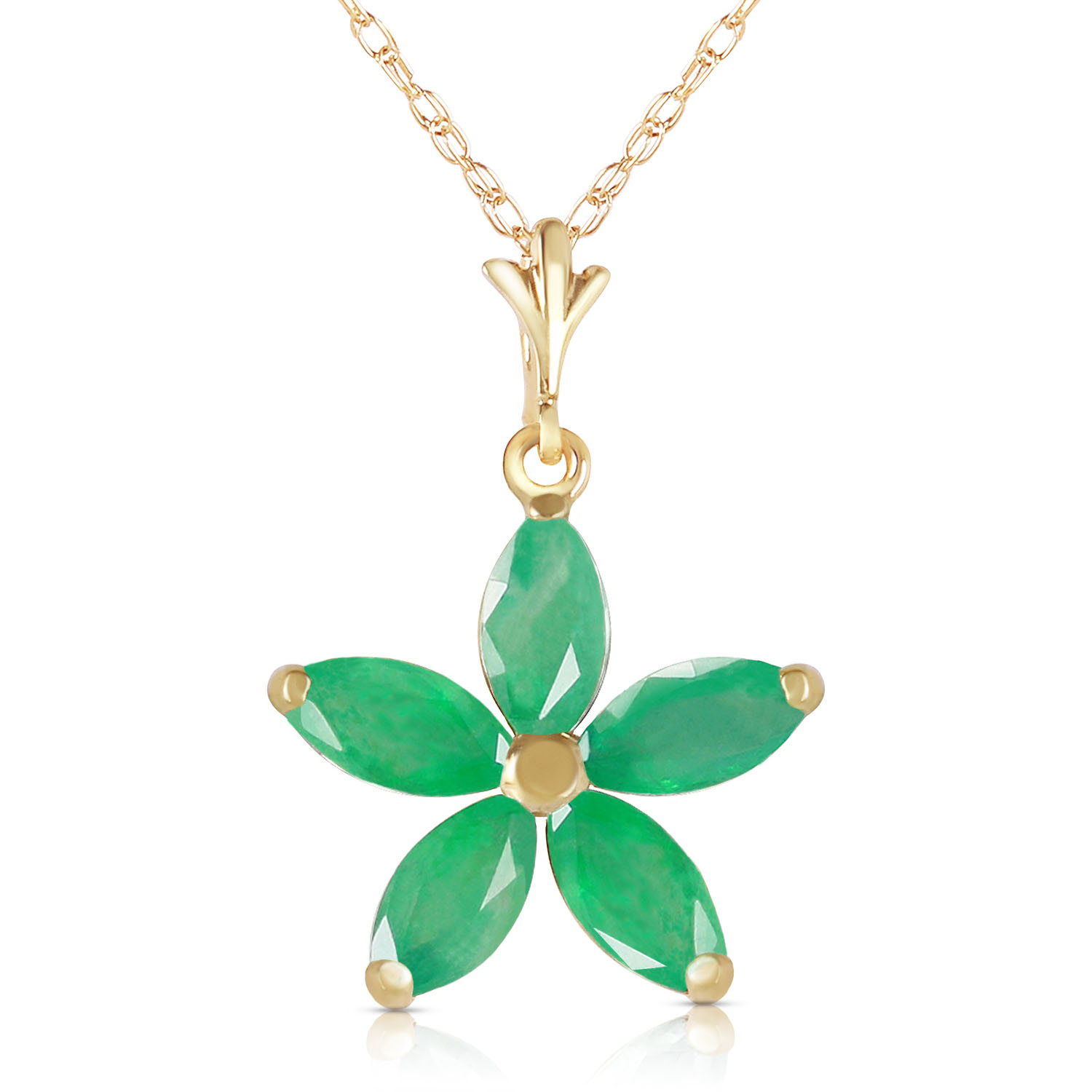 1.4 CTW 14K Solid Gold Lulu Emerald Necklace
