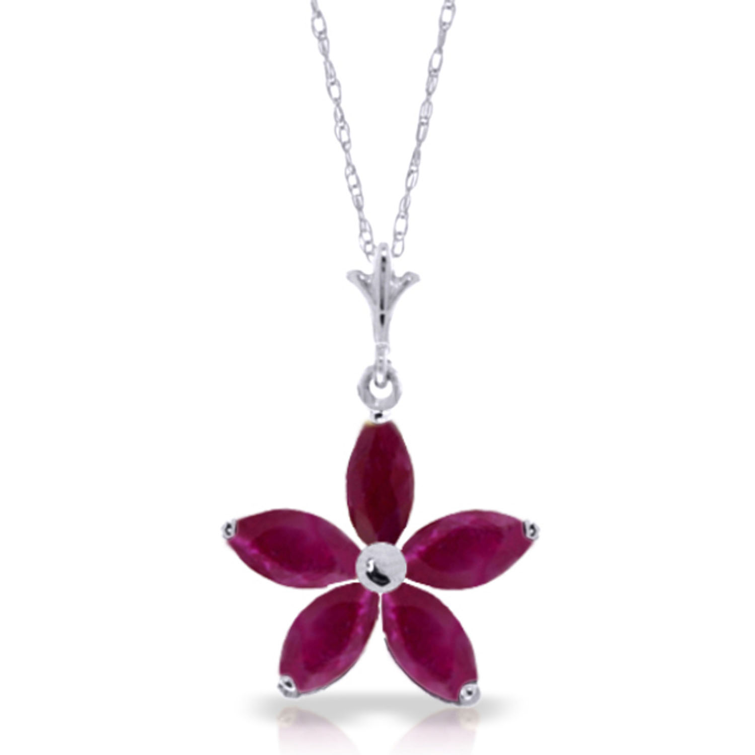 1.4 CTW 14K Solid White Gold Further To Go Ruby Necklace
