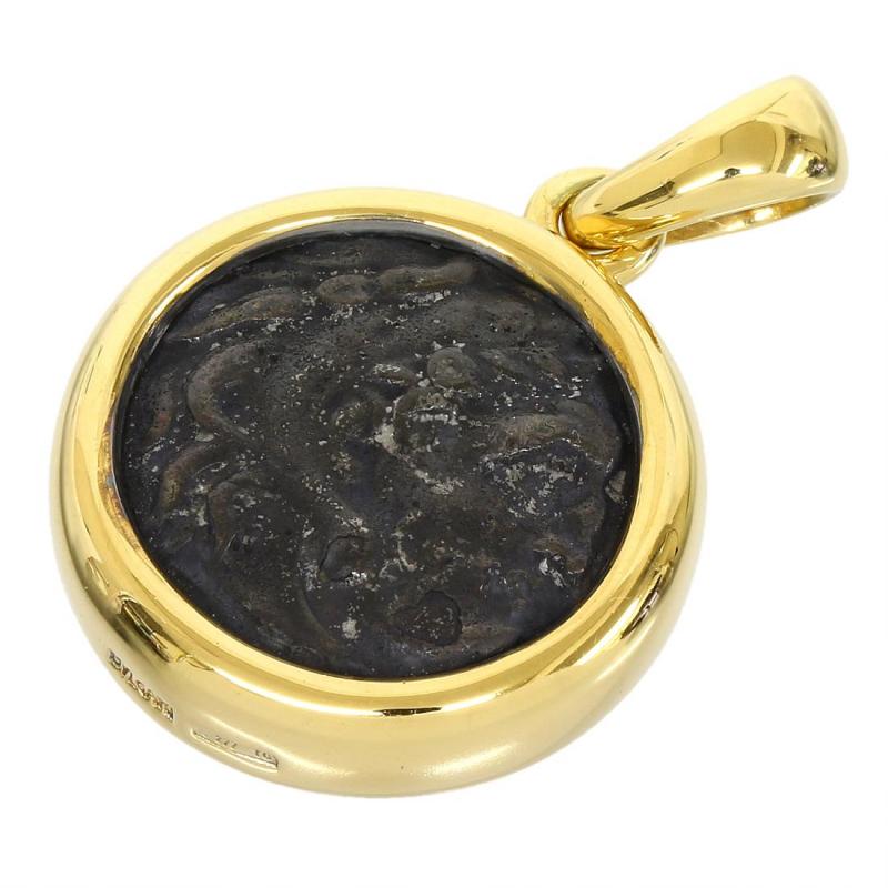 Bulgari 18K Yellow Gold Ancient Coin Pendant Charm 