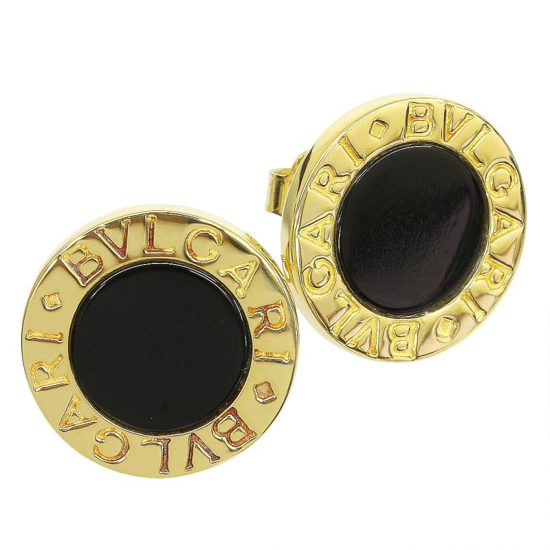 Bulgari 18k Yellow Gold Onyx Earrings