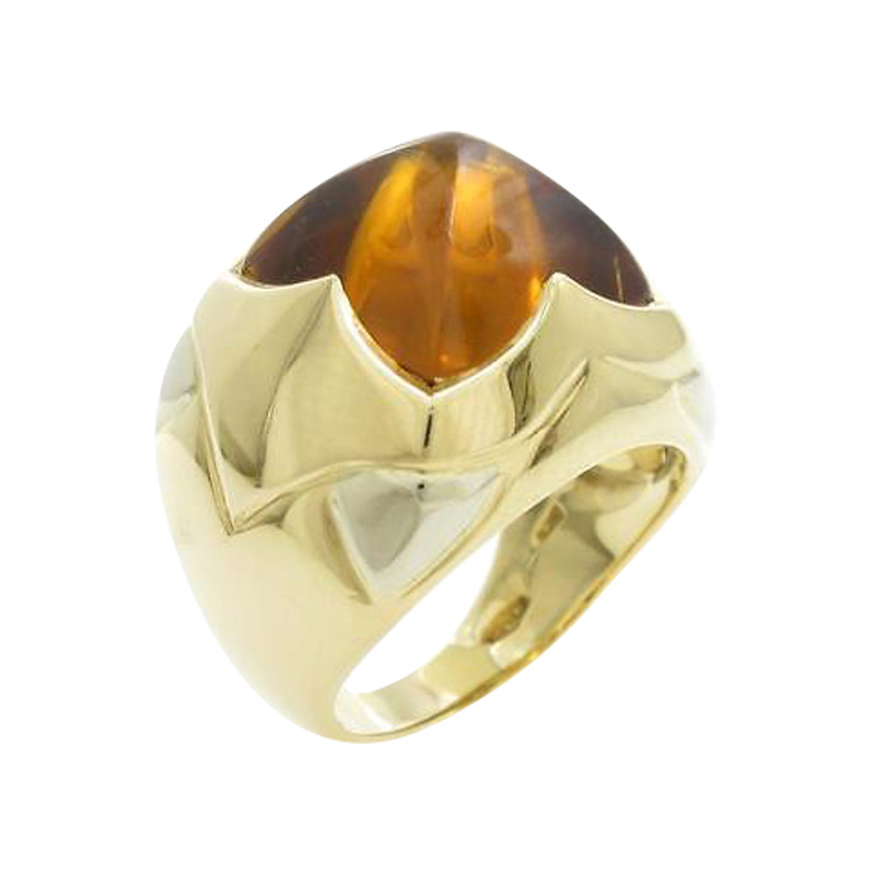 Bulgari 750 Pink And White Gold Piramide Ring 