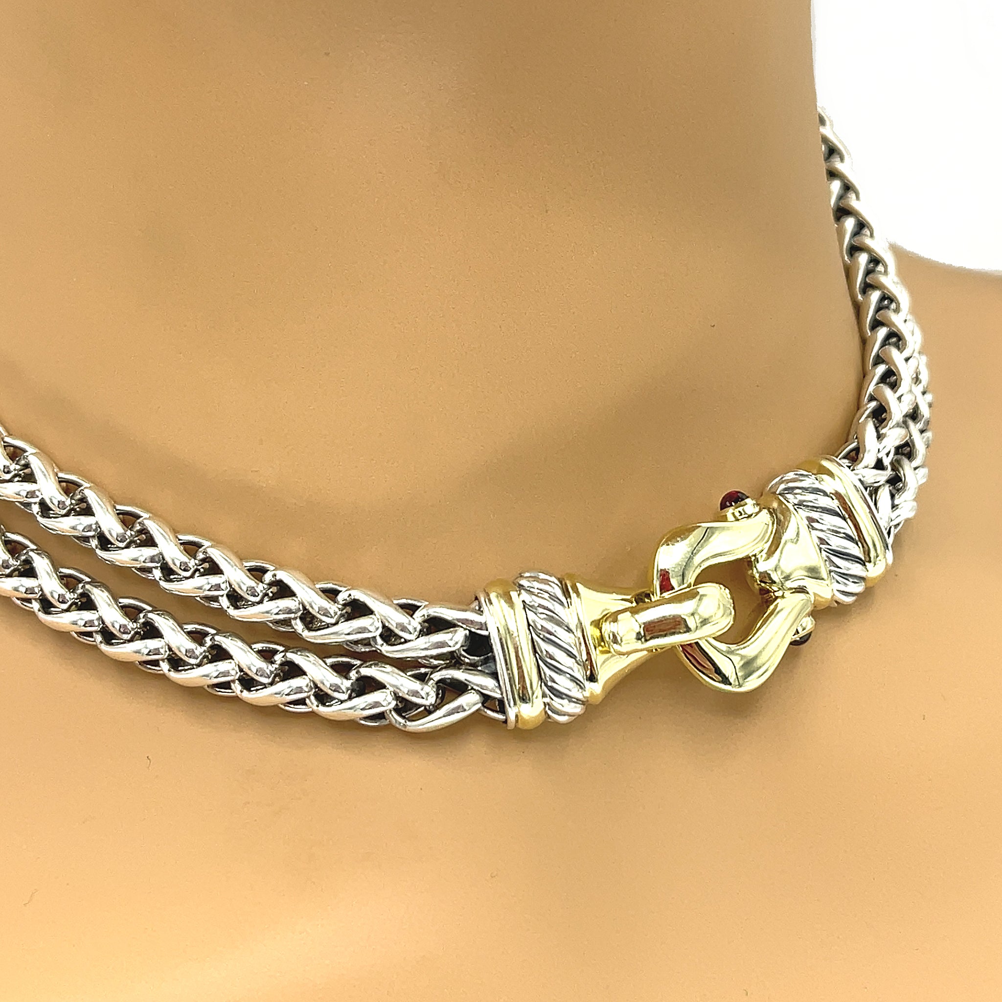 David Yurman Sterling Silver, Solid14 Karat Gold Double Wheat