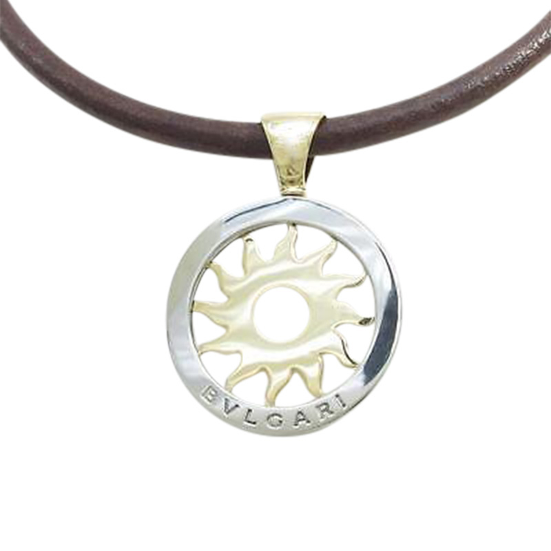 Bulgari 750 Yellow Gold And 925 Sterling Silver Tondo Sun Necklace  