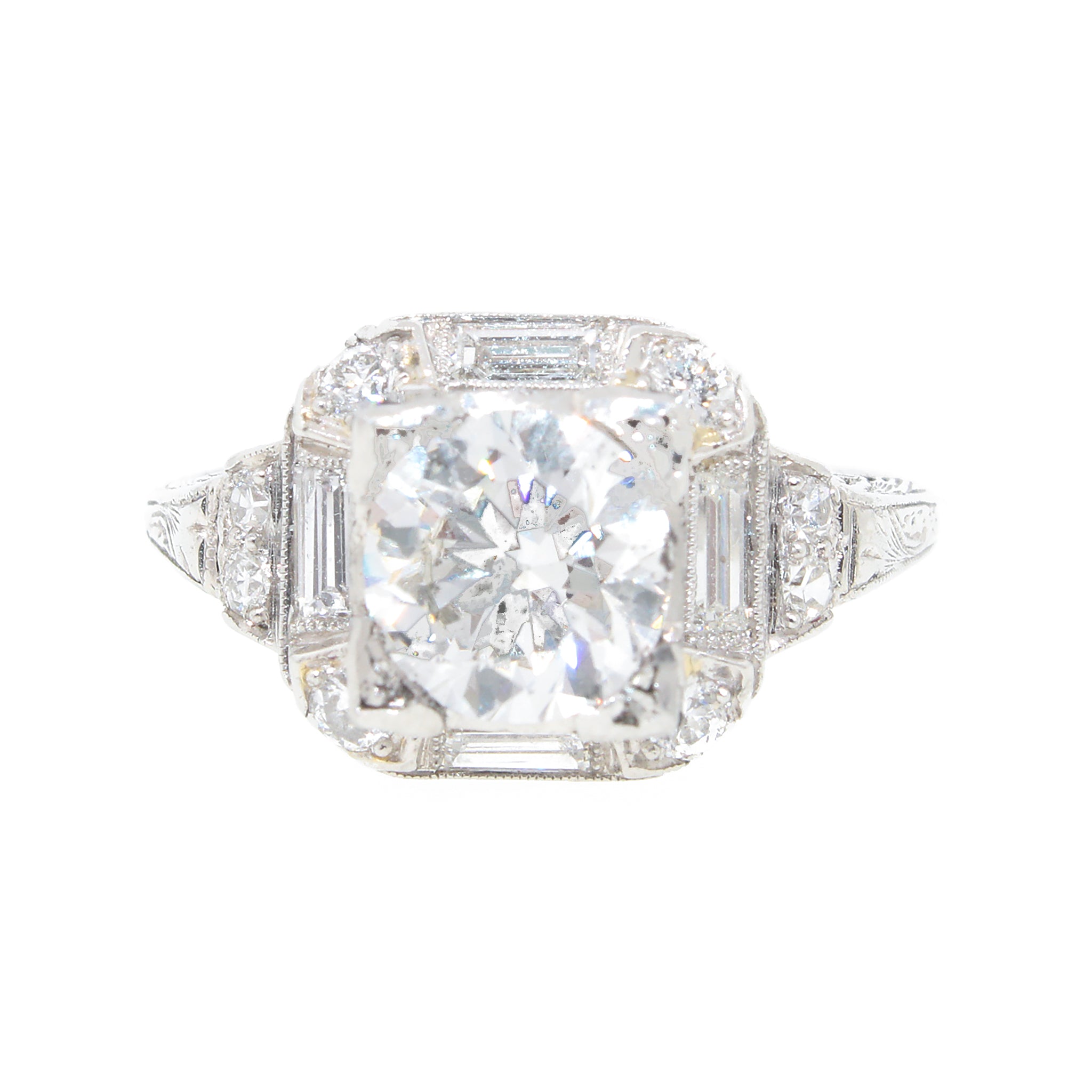 GIA Certified 1.37 carats Old European Cut Diamond Engagement Ring