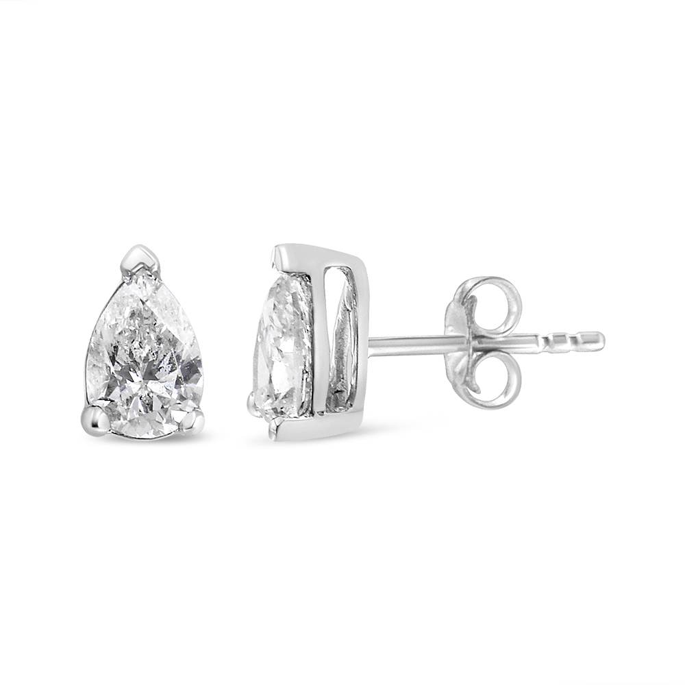 True 14K White Gold 1/4 Cttw Pear Shape Solitaire Lab Grown Diamond Stud Earrings (F-G Color, VS2-SI1 claritys
)