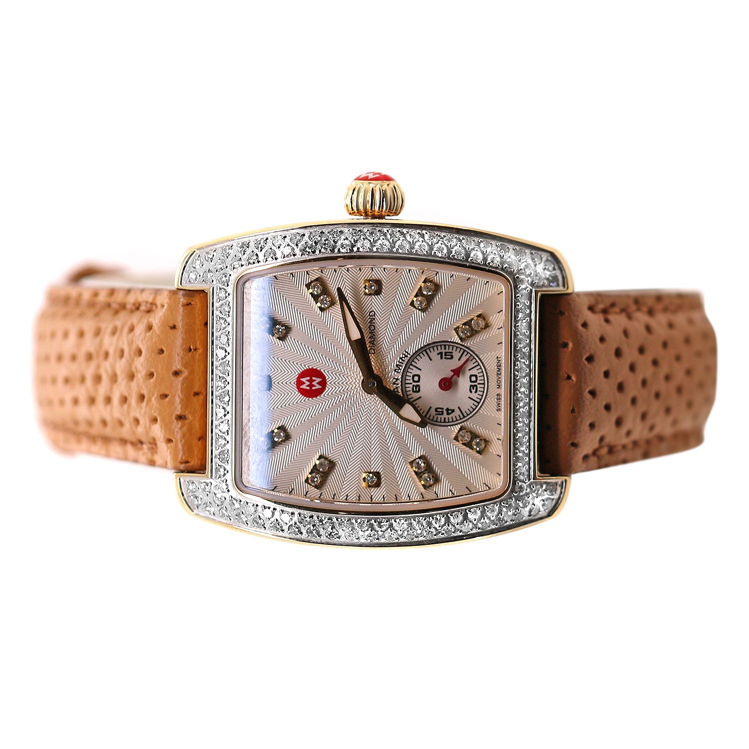 Michele, Urban Mini, Diamond Dial Watch Grey Leather Band, Excellent Condition! Michele Urban Mini Diamond Watch with Diamond Bracelet main image 3