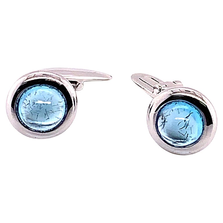 4.63 Carat Blue Topaz Cufflinks