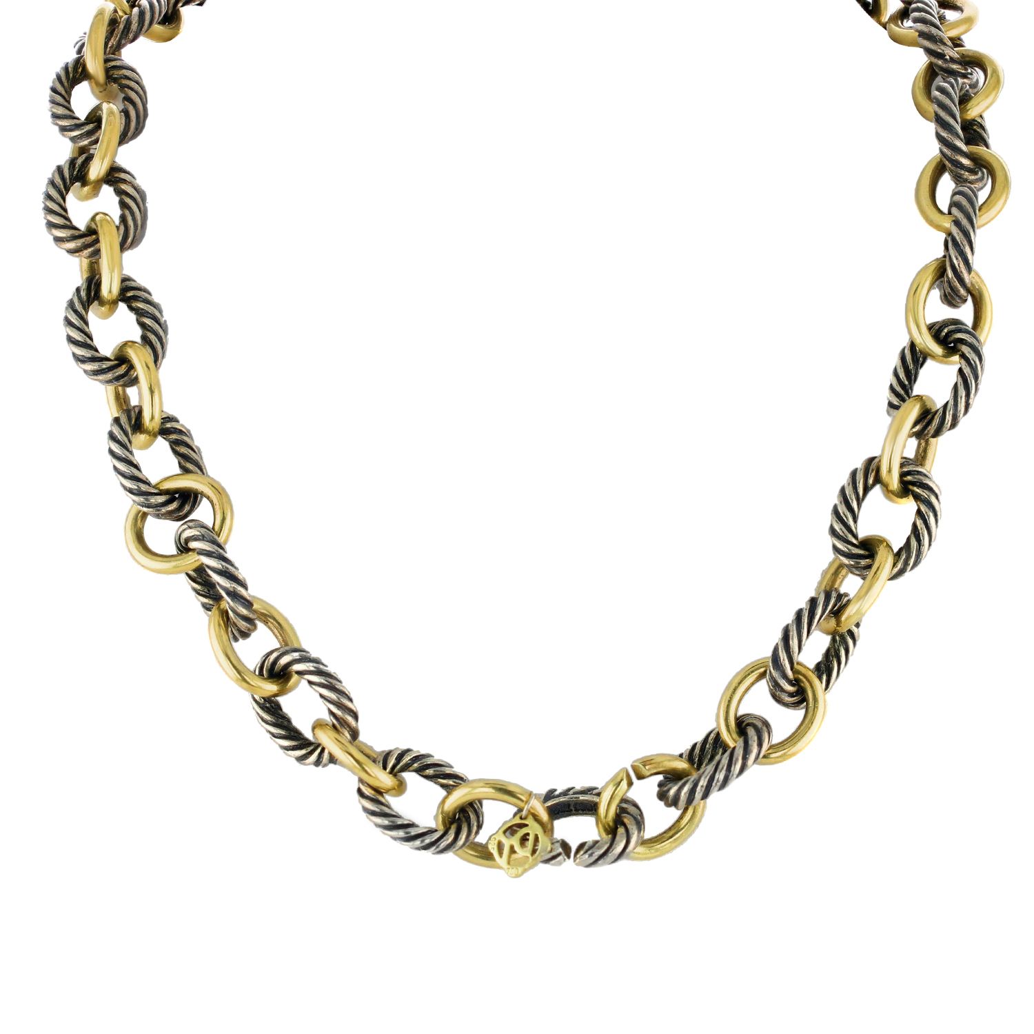 David Yurman Oval Link Necklace with 18k Gold 