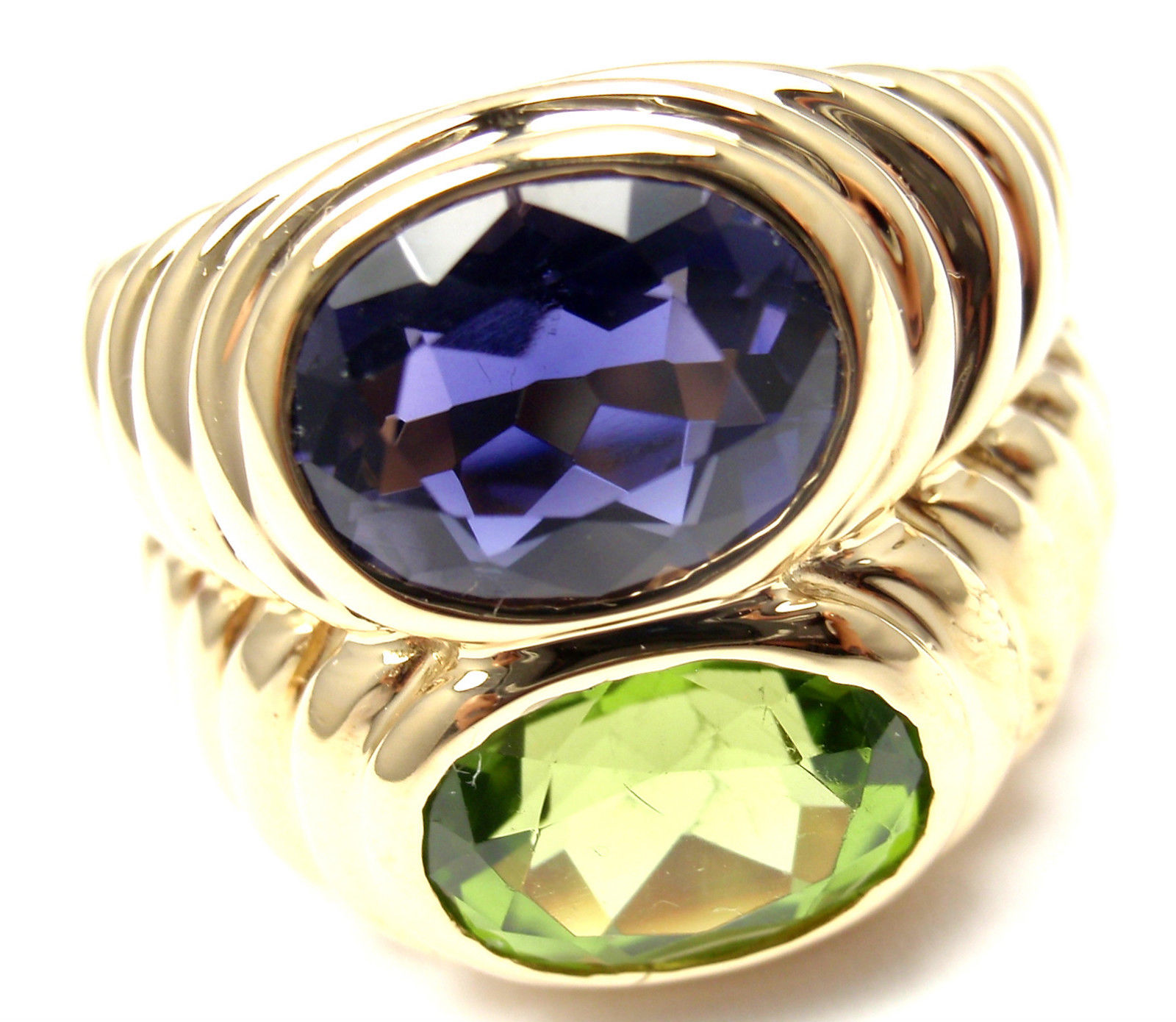 Bulgari 18K Yellow Gold Peridot  Iolite Ring