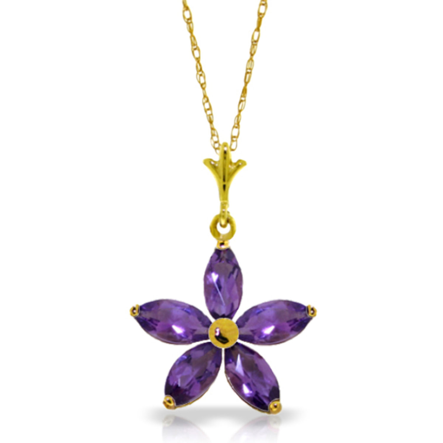1.4 CTW 14K Solid Gold Tendency To Love Amethyst Necklace