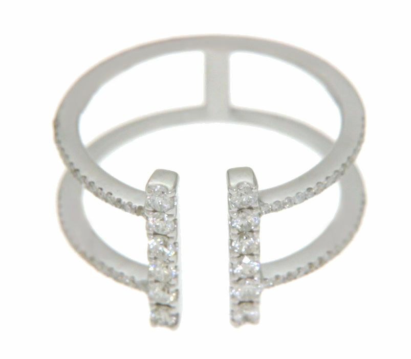 ▌Luxo Modern 18K White Gold 0.54 Ct Diamond T Wire Ring Size