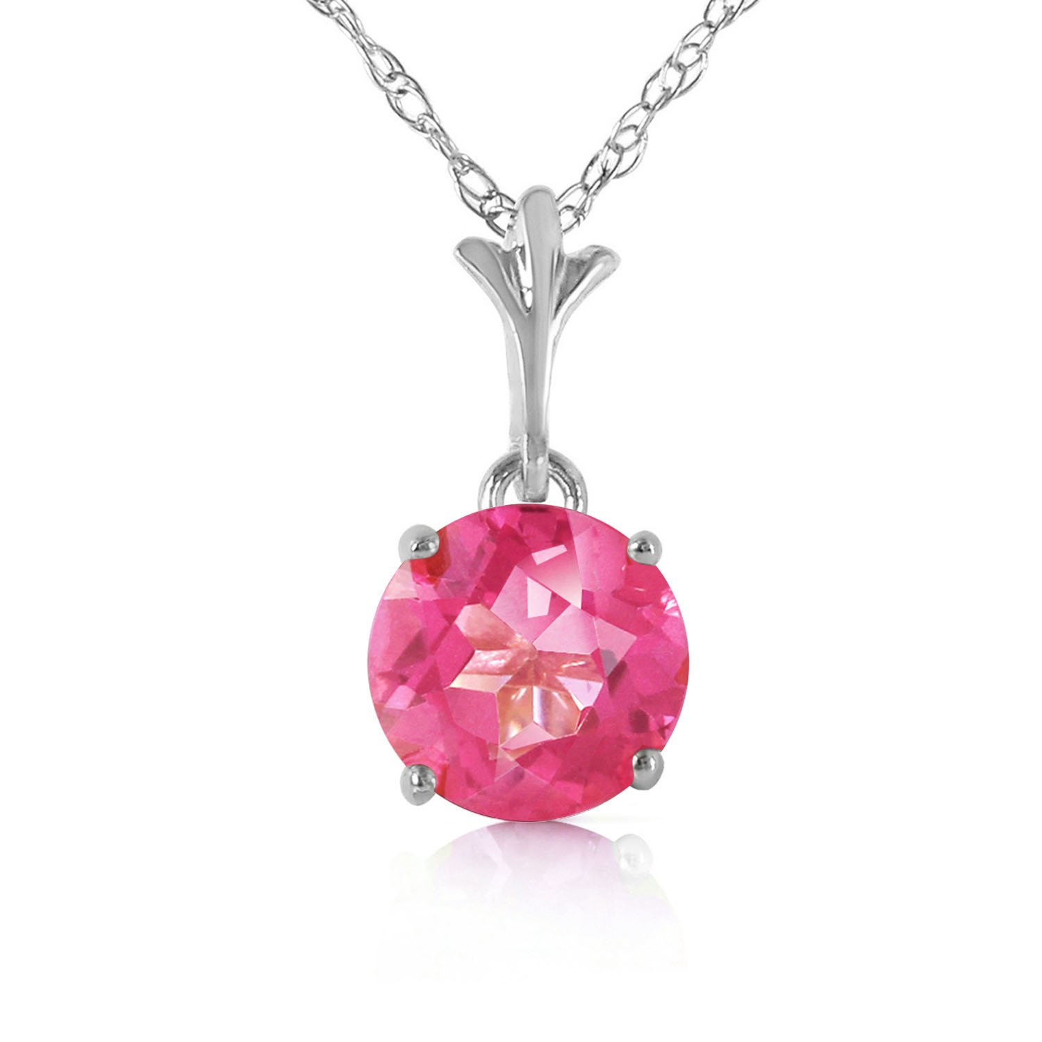 1.15 CTW 14K Solid White Gold Question Yourself Pink Topaz Necklace