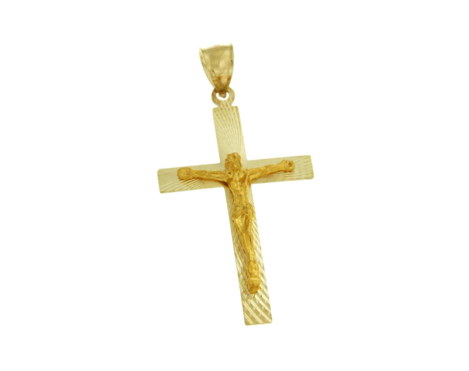 ▌ Luxo Solid 14k Gold Jesus Crucifix 47 mm Height Diamond Cut Cross Pendant