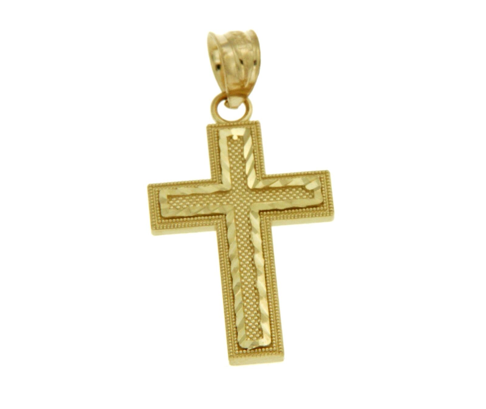 Luxo Solid 14k Yellow Gold 30 mm Height Diamond Cut Cross Pendant