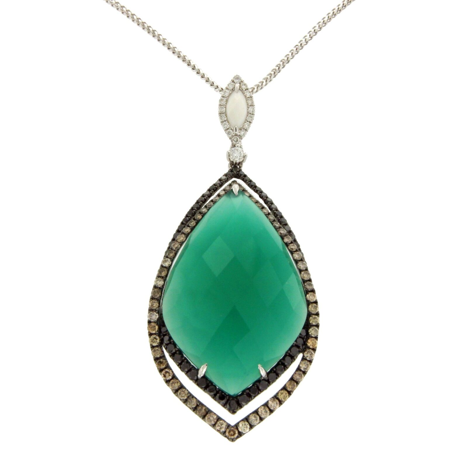 Diamond 18K Gold Onyx Pendant 14K Gold Chain Necklace Size