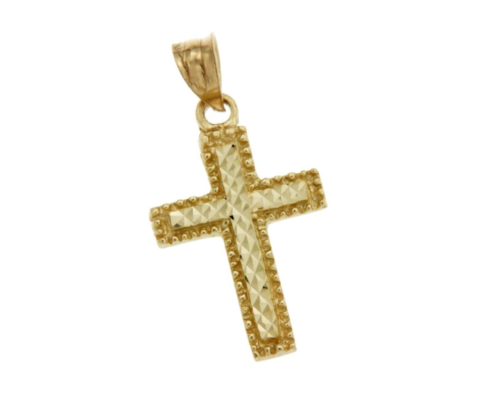 ¦Luxo Solid 14k Yellow Gold 28 mm Height Diamond Cut Cross Pendant