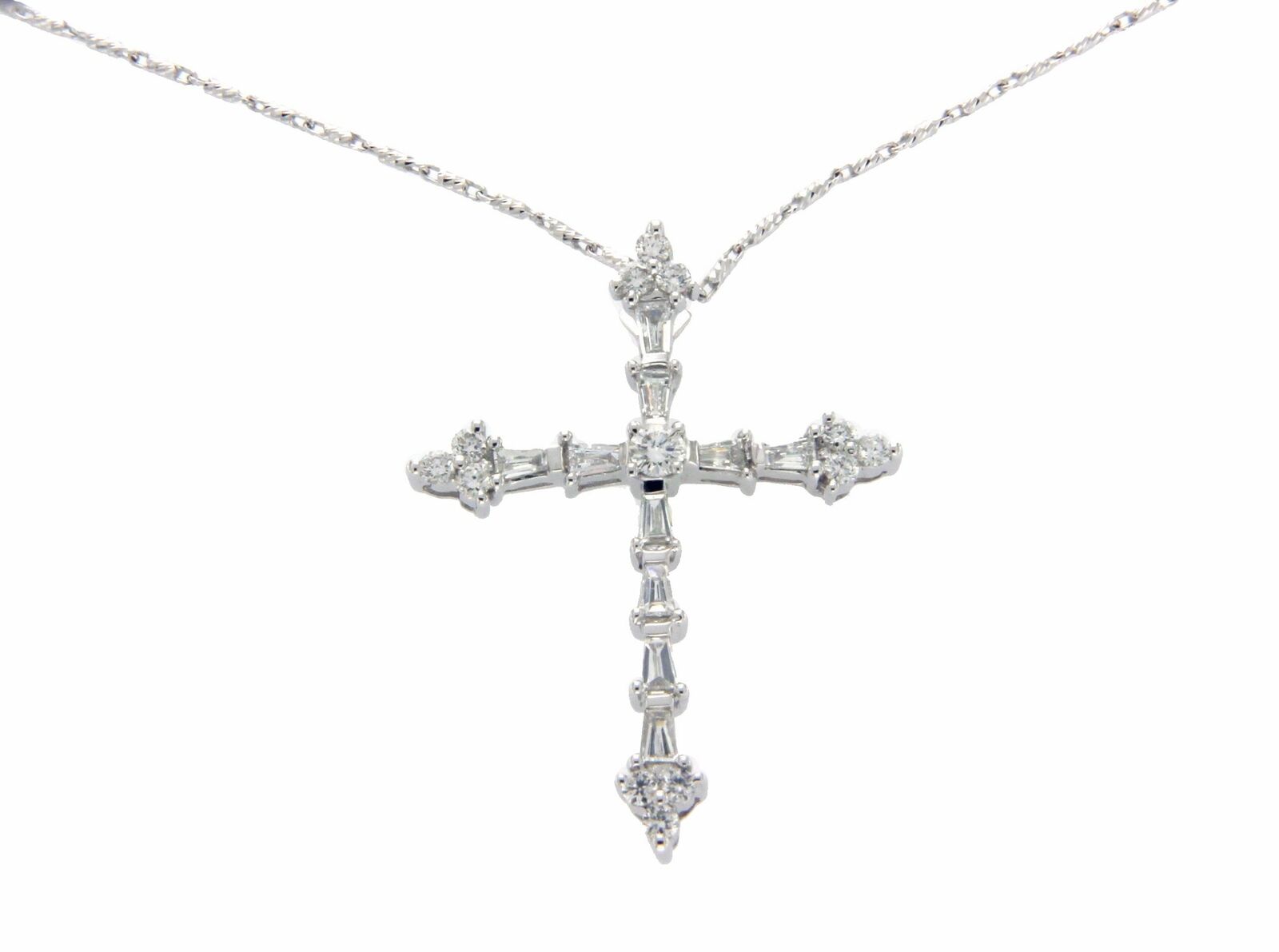 CT Diamond 18K Gold Cross Pendant 14K Gold Chain Necklace Size 16"»U47