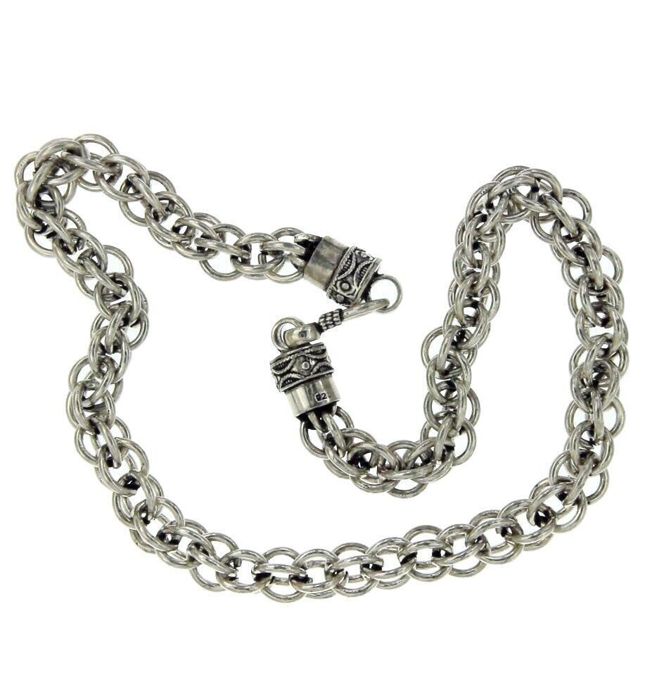 ¦Handmade Men's 925 Sterling Silver Bali Multi Rolo Link Chain Necklace Size 18