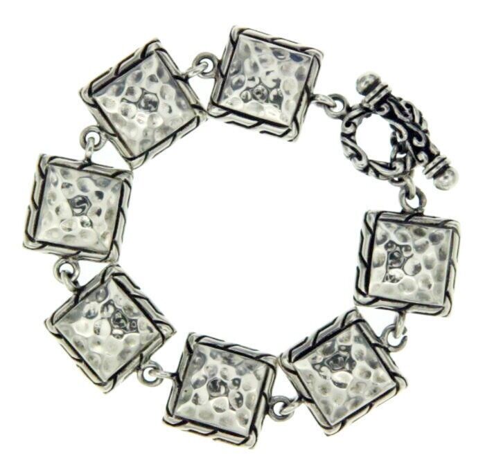 ¦ Handmade 925 Solid Sterling Silver Hammered Square Bali Women's Bracelet Size 5