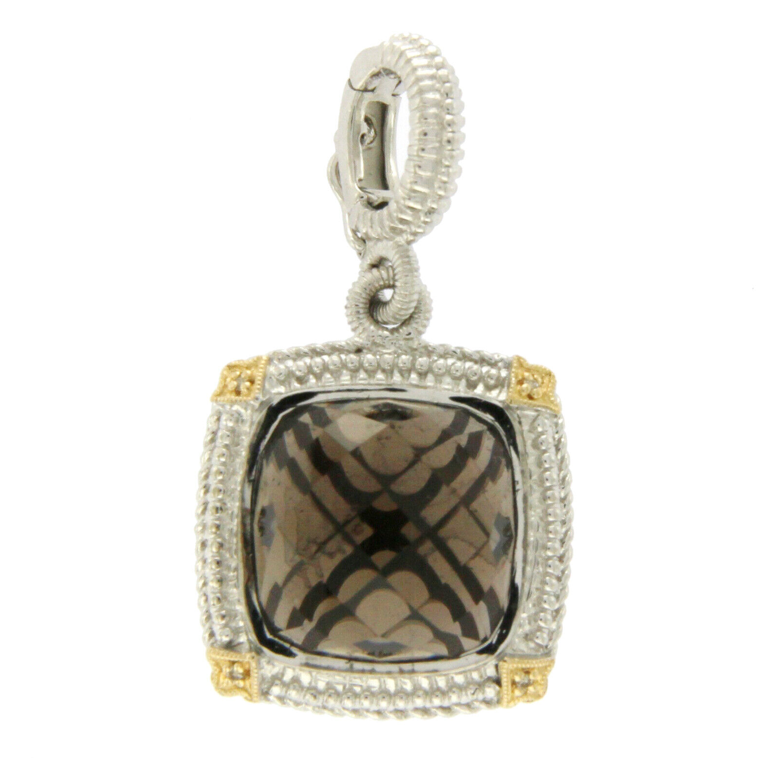 GABRIEL  CO. 18K Gold 925 Silver Steel With Diamonds  Smoke Topaz Pendant »U47