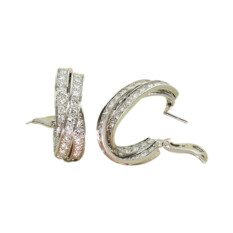 Fabulous CARTIER Trinity Diamond Inside Out 18k White Gold Large Earrings