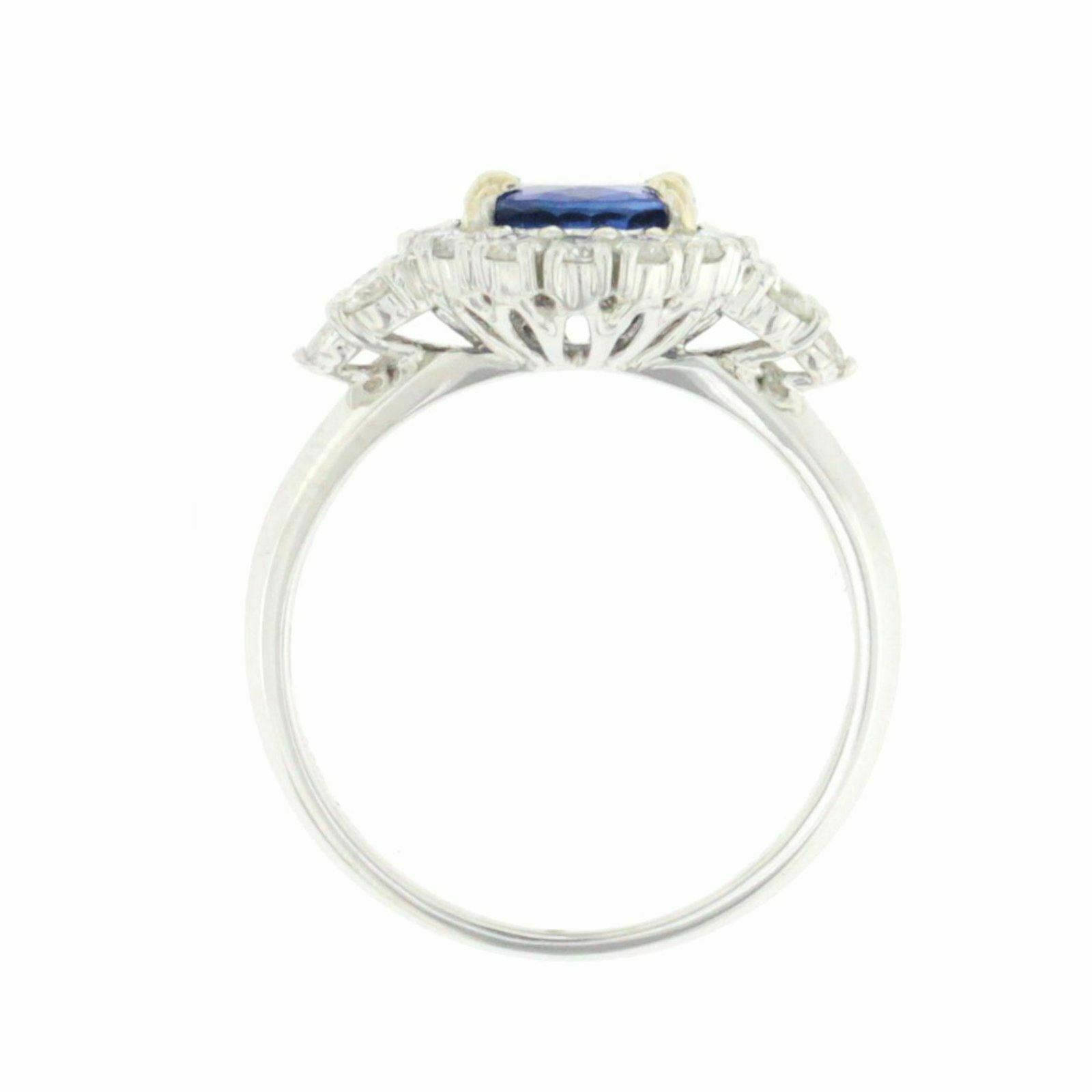 2.14 CT Ceylon Sapphires  0.89 CT Diamonds in 18K White Gold Engagement Ring