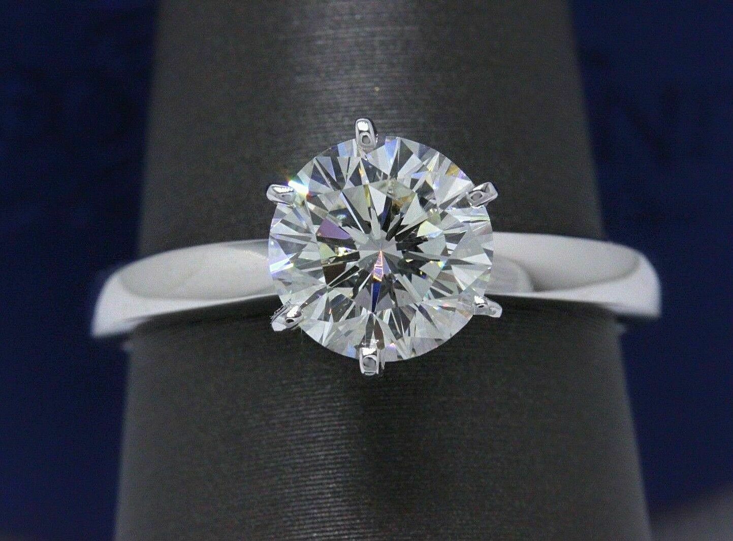 Leo Round Diamond Engagement Ring 1.64 CTS I SI1 14K White Gold $22,000 Retail