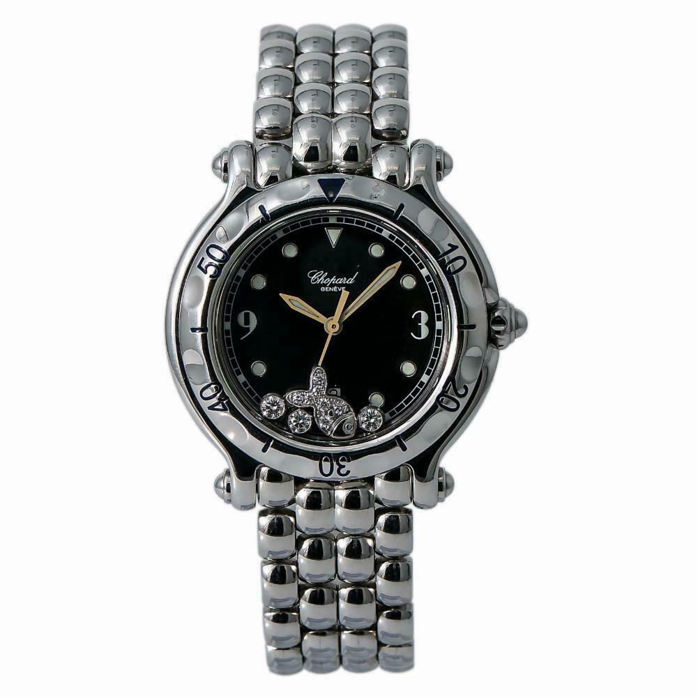 Chopard Happy Fish 27/8925 Women's Quartz Watch 4 Floating Diamonds SS 33mm