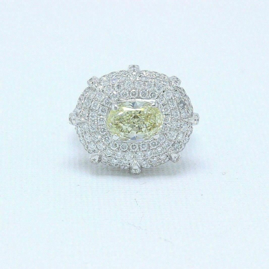 Yellow Oval Diamond Engagement Ring Ring 4.24 tcw 18K White Gold $24,000 Retail