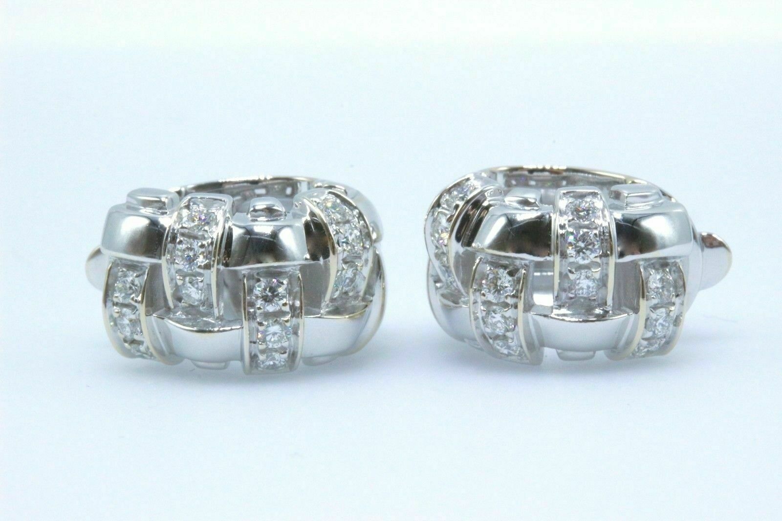 Tiffany  Co Vannerie Basket Weave Diamond Earrings 18k White Gold $7,000 Retail