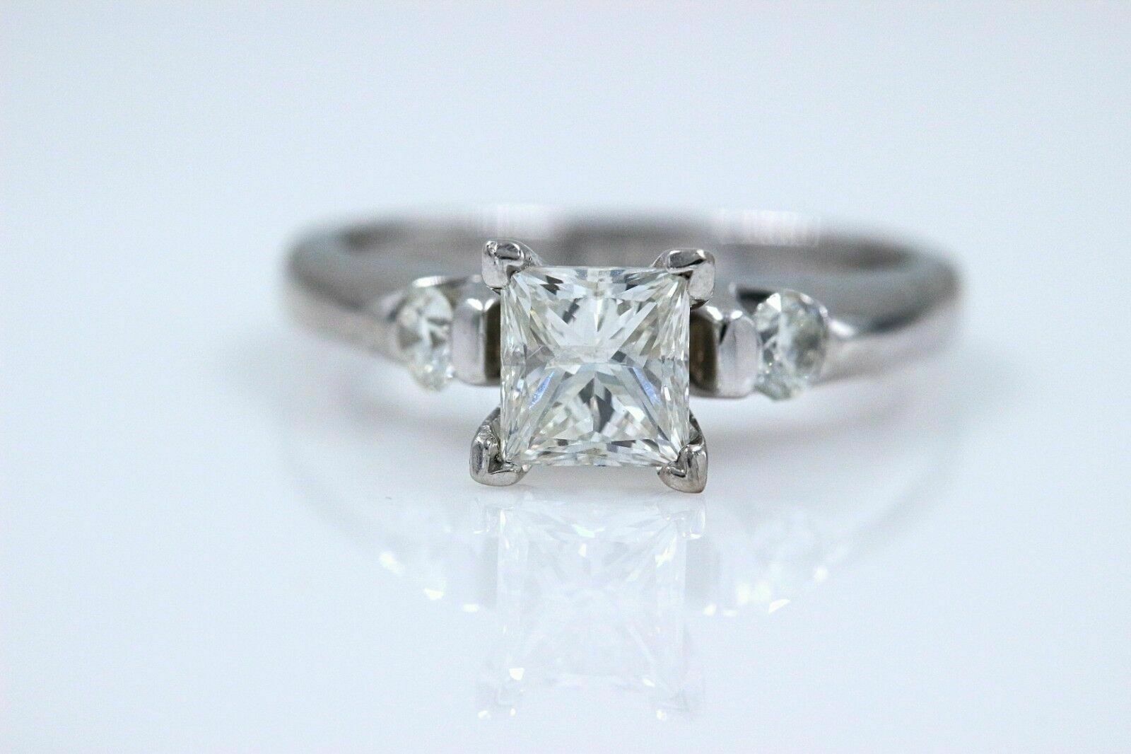 Princess Three Stone Diamond Engagement Ring 2.00 ct 14k White Gold $15K Retail