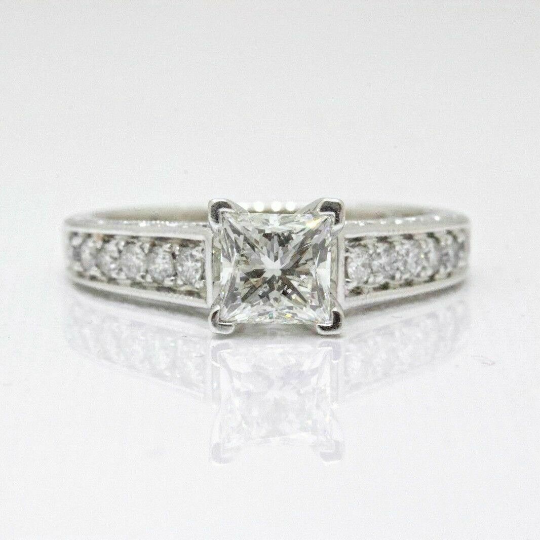 Leo Diamond Engagement Ring Princess Cut 1.48 TCW 14K White Gold $10,000 Retail