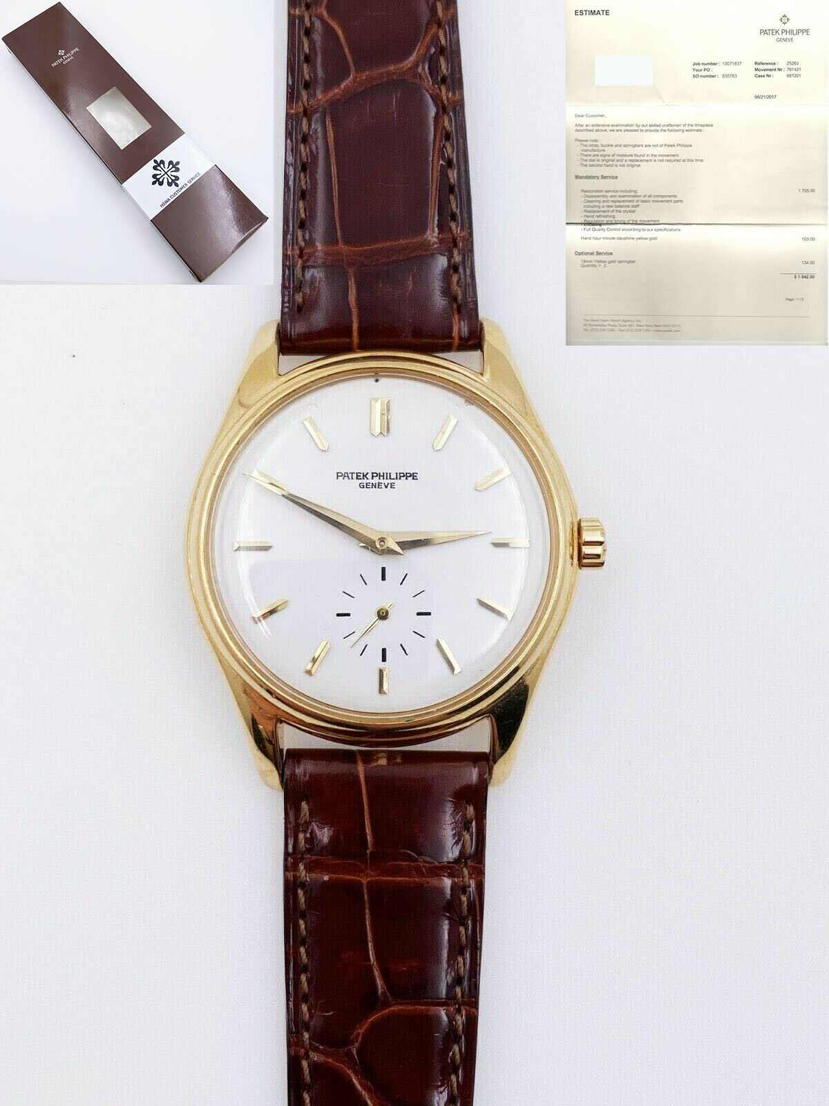 Patek Philippe Calatrava 2526J Automatic 18K Yellow Box Service