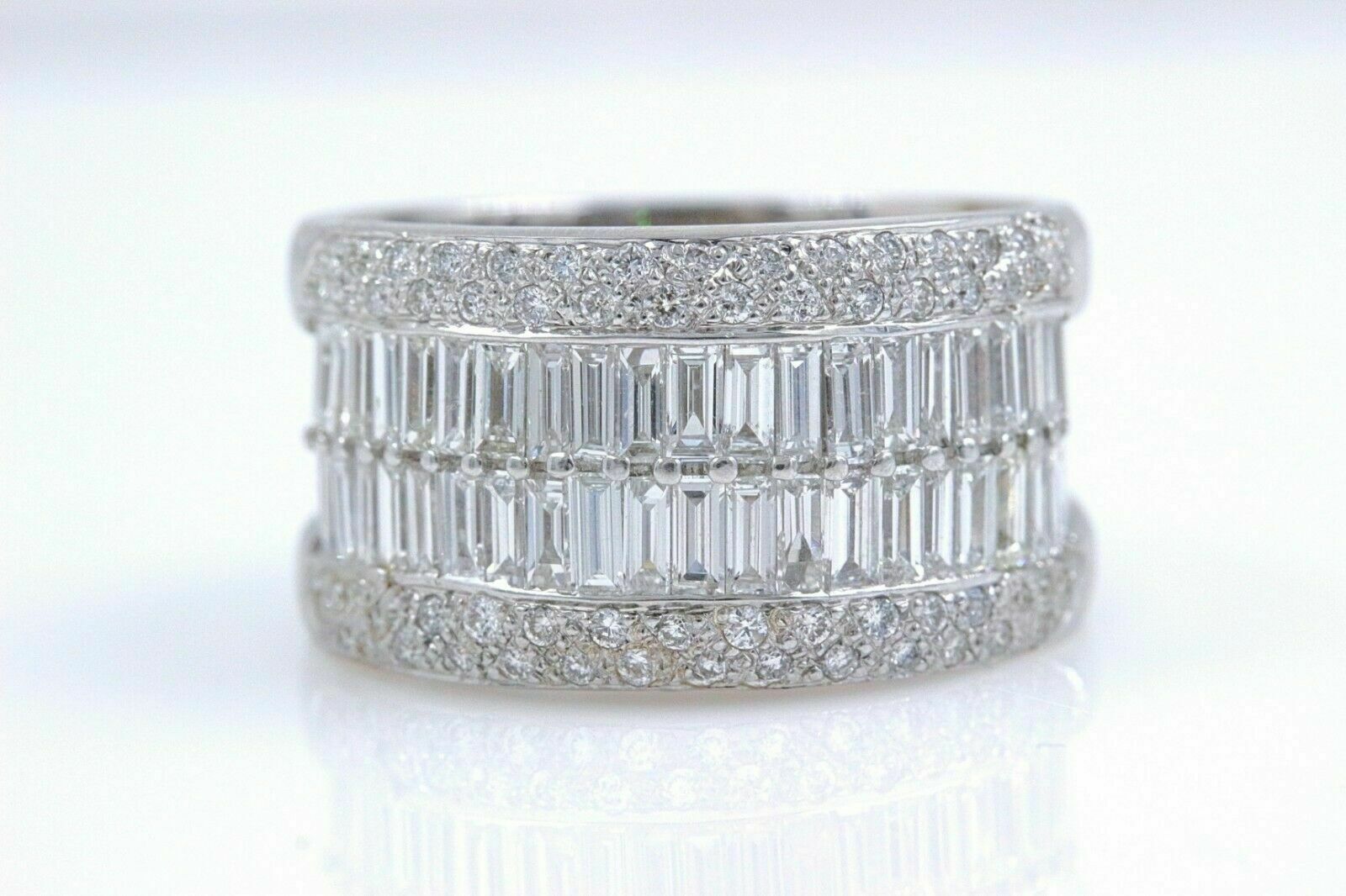 Le Vian 18k White Gold Round  Baguette Diamond Wedding Band Ring 1.55 tcw