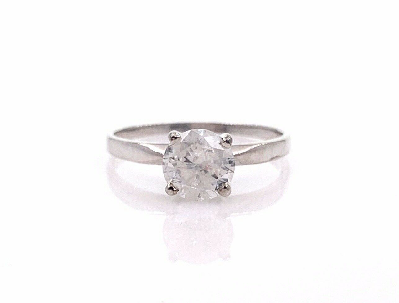 1.01 Carat Round Brilliant Diamond Salt  Pepper Solitaire Engagement Ring