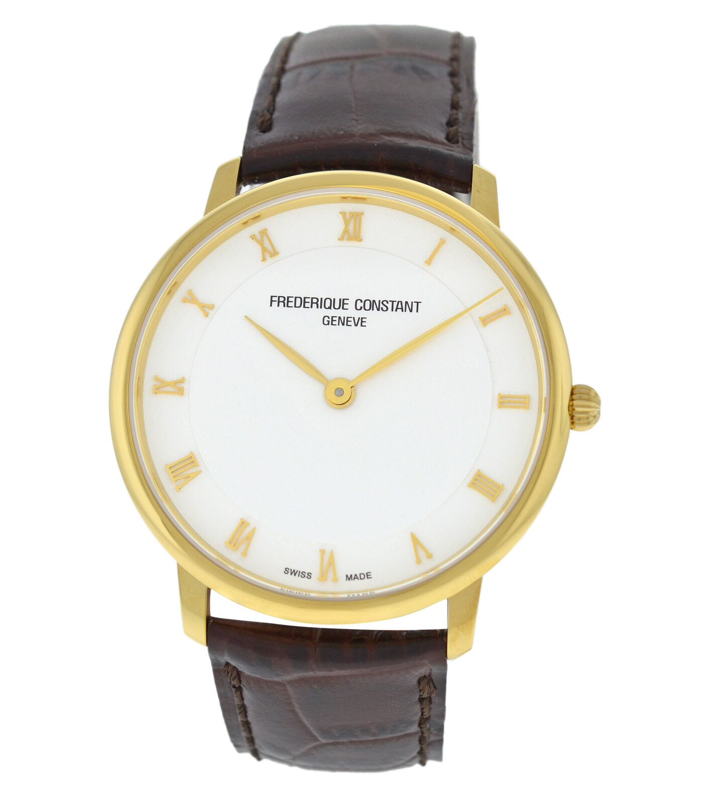 Men's Frederique Constant Slimline FC-200RS5S35 Gold Steel 39MM Quartz Watch