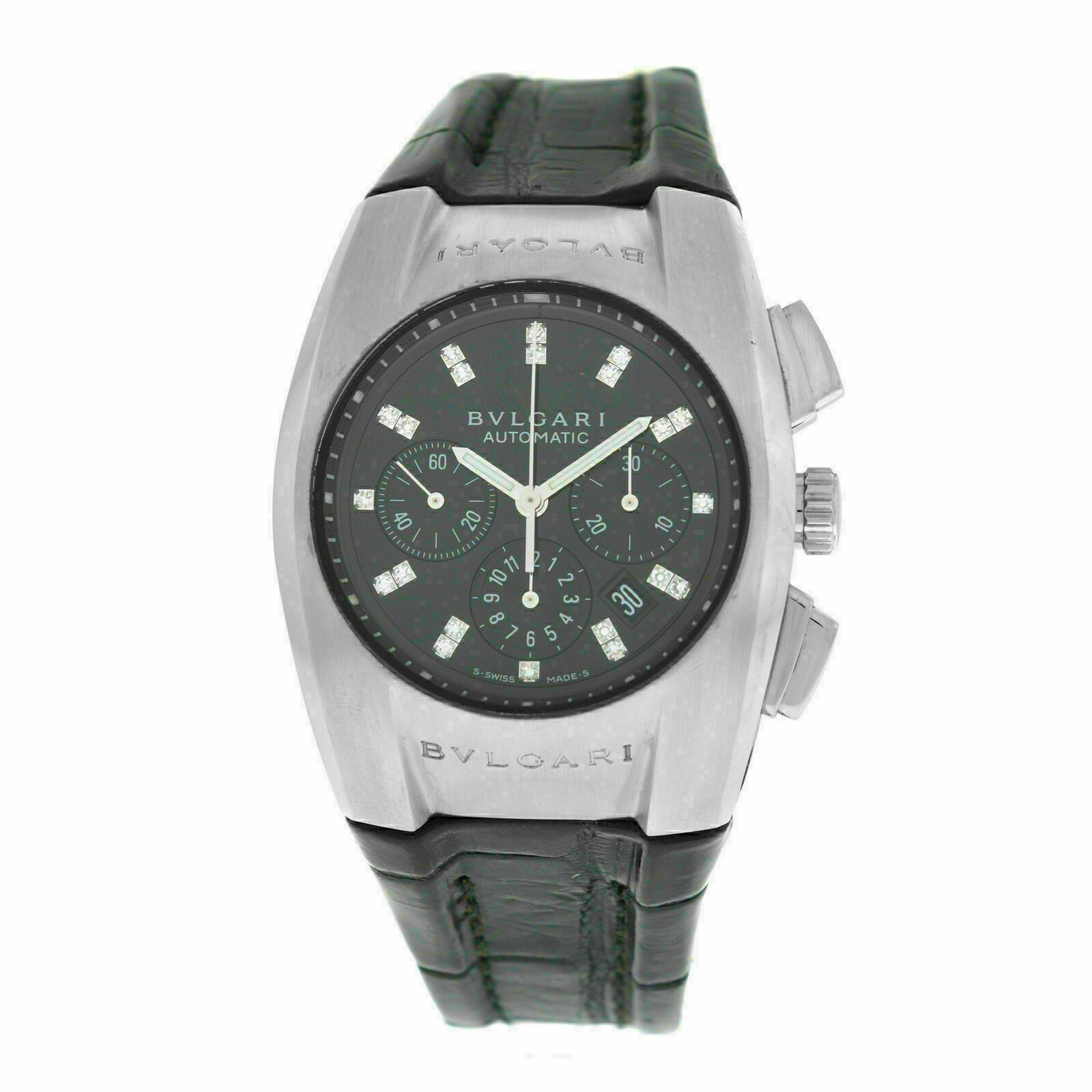 Unisex Bvlgari Bulgari Ergon L6452 Steel Chrono Diamond Automatic 35MM Watch