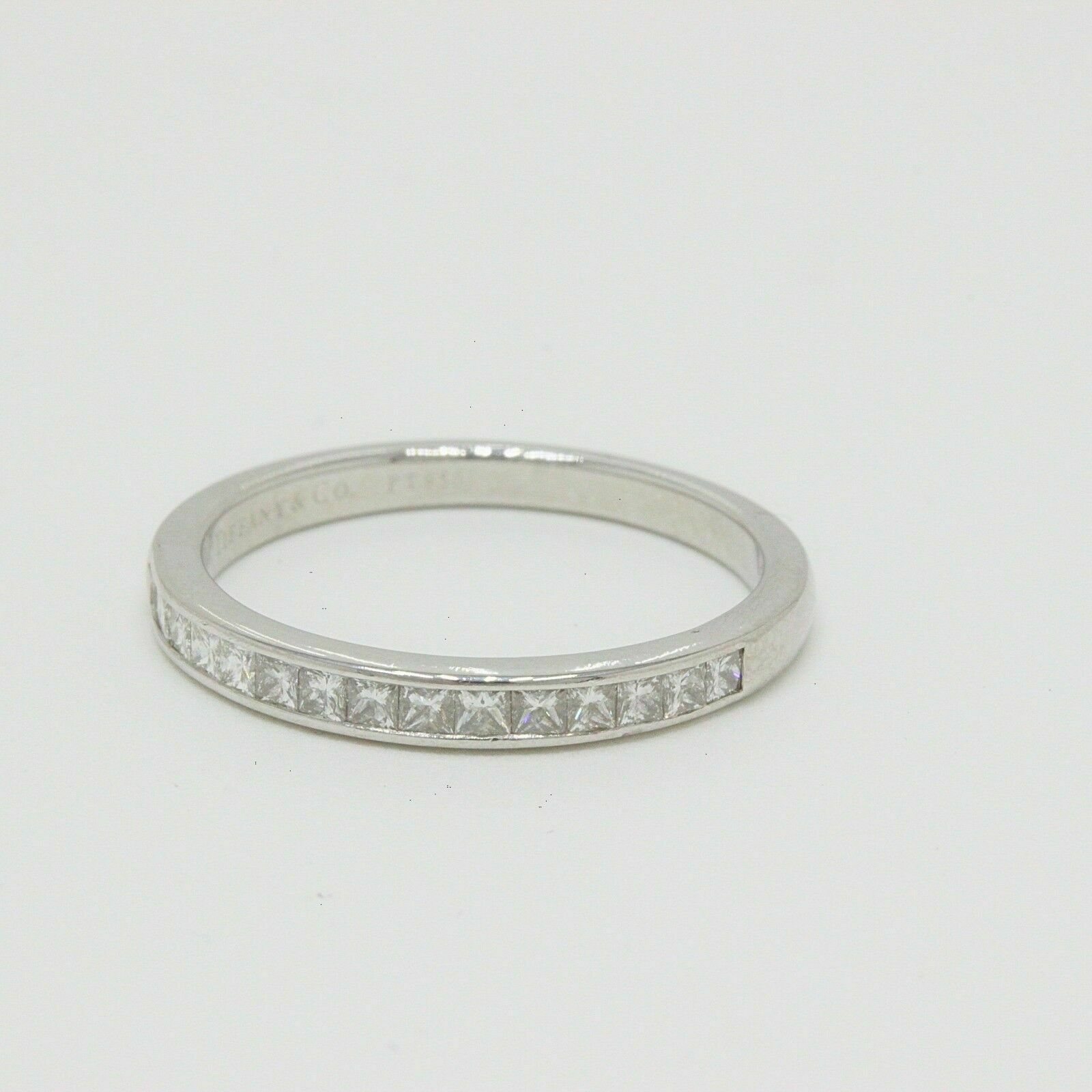Tiffany  Co Square Cut Diamond Wedding Band Ring Platinum 2.6mm $3,900 Retail