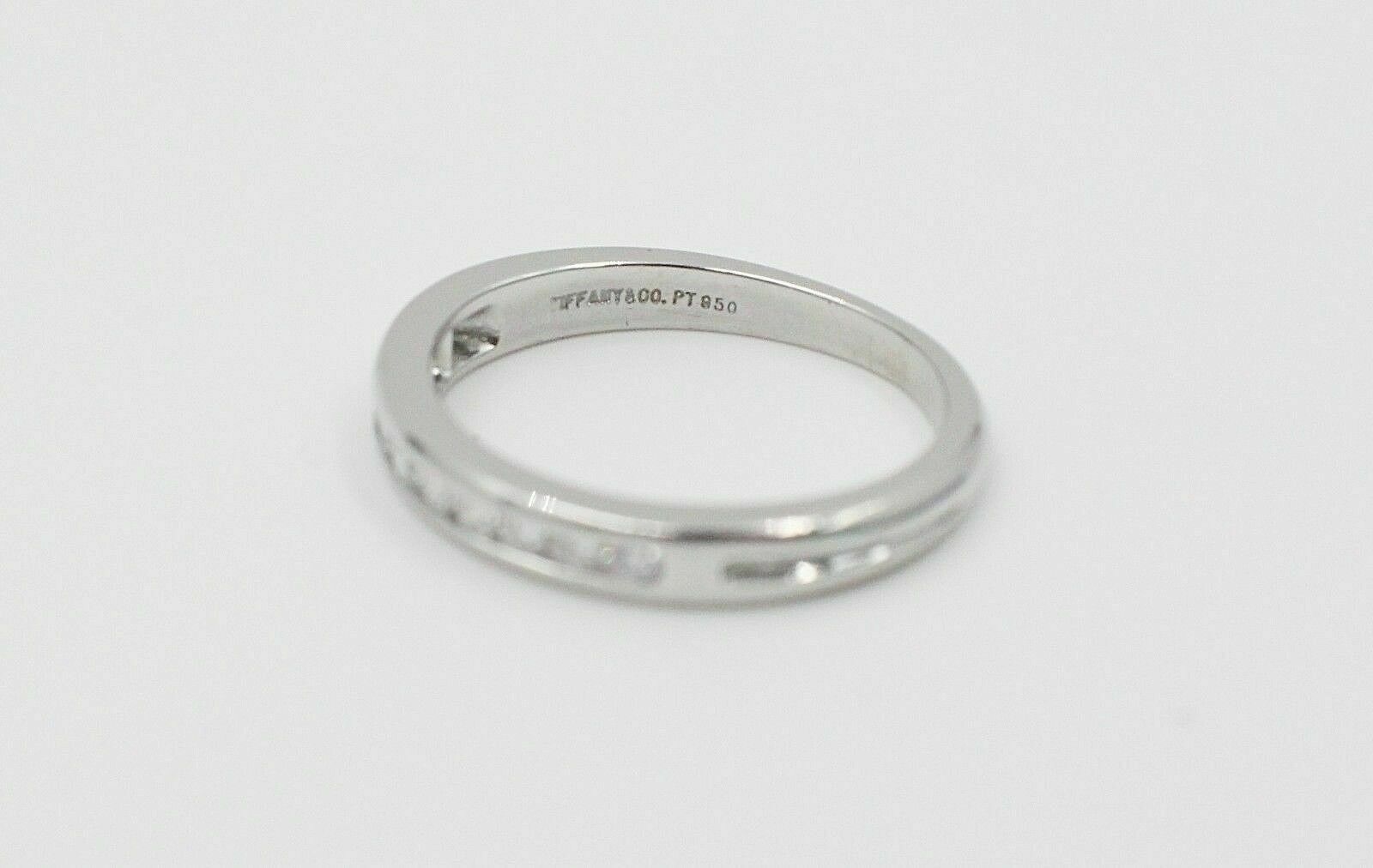 Tiffany  Co Platinum and Diamond Wedding Band Ring 2mm Size 6