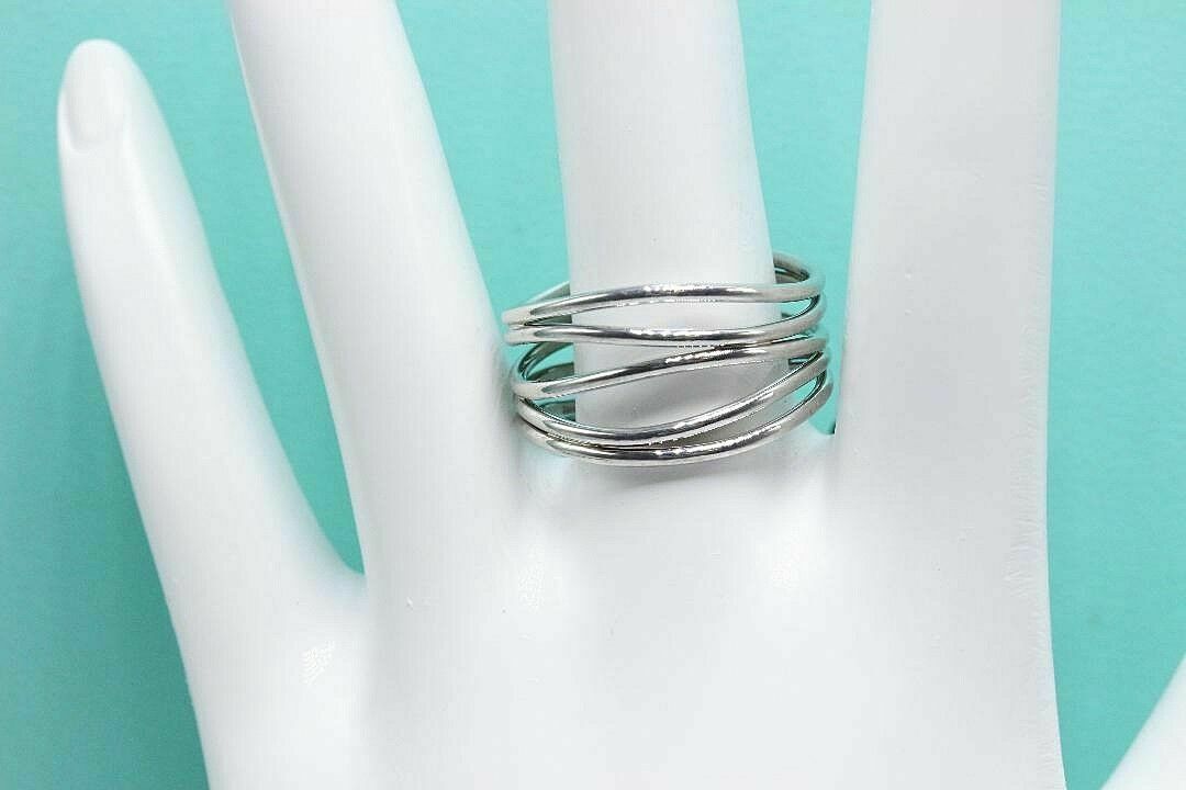 Tiffany & Co Elsa Peretti 5 Row Wave Ring In 18k White Gold