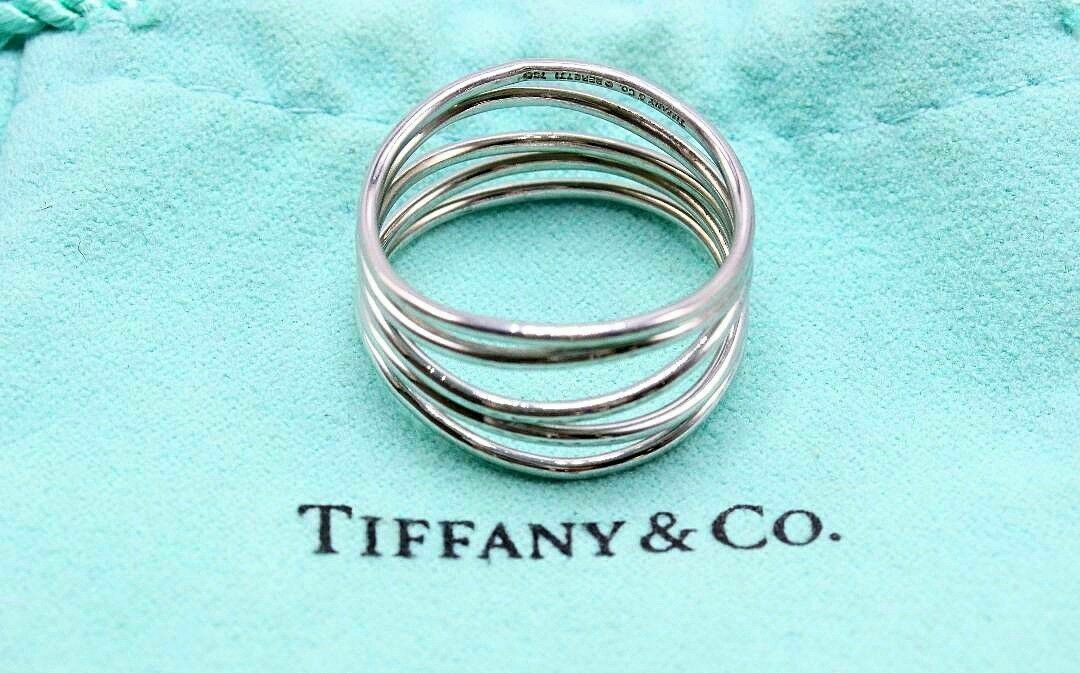 Tiffany & Co Elsa Peretti 5 Row Wave Ring In 18k White Gold