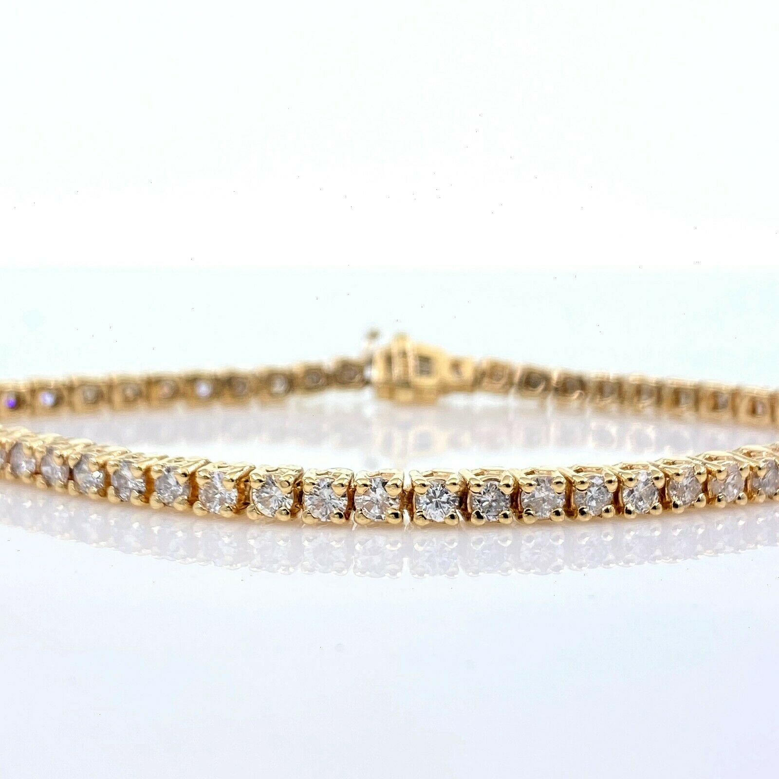 Round Brilliant Diamonds  4.00 tcw 14 kt Yellow Gold Tennis Bracelet