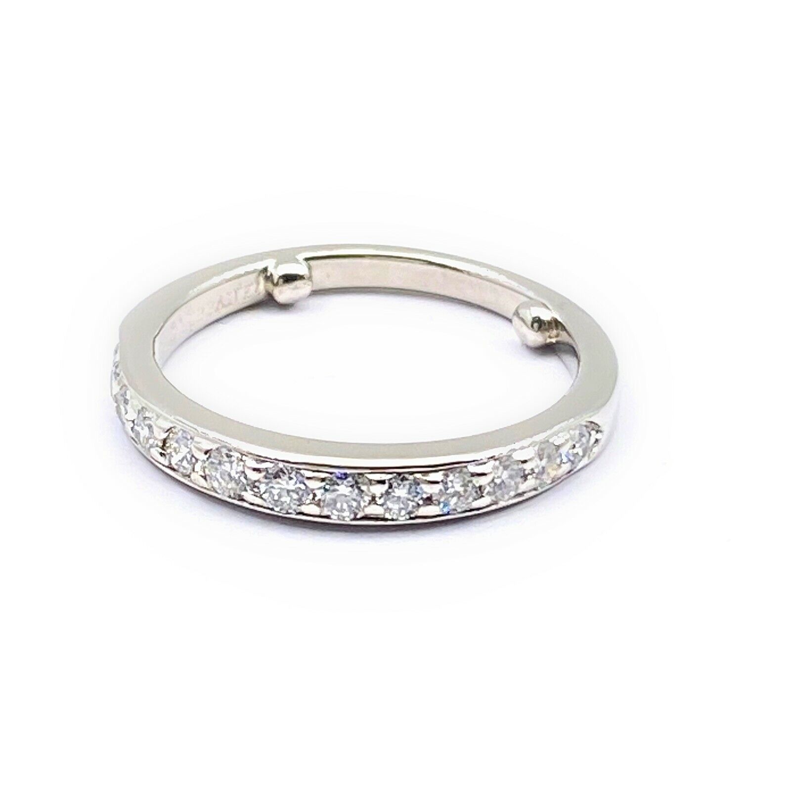 Tiffany  Co Round Diamond Bead Set Half Circle Band Ring Platinum 0.27 tcw
