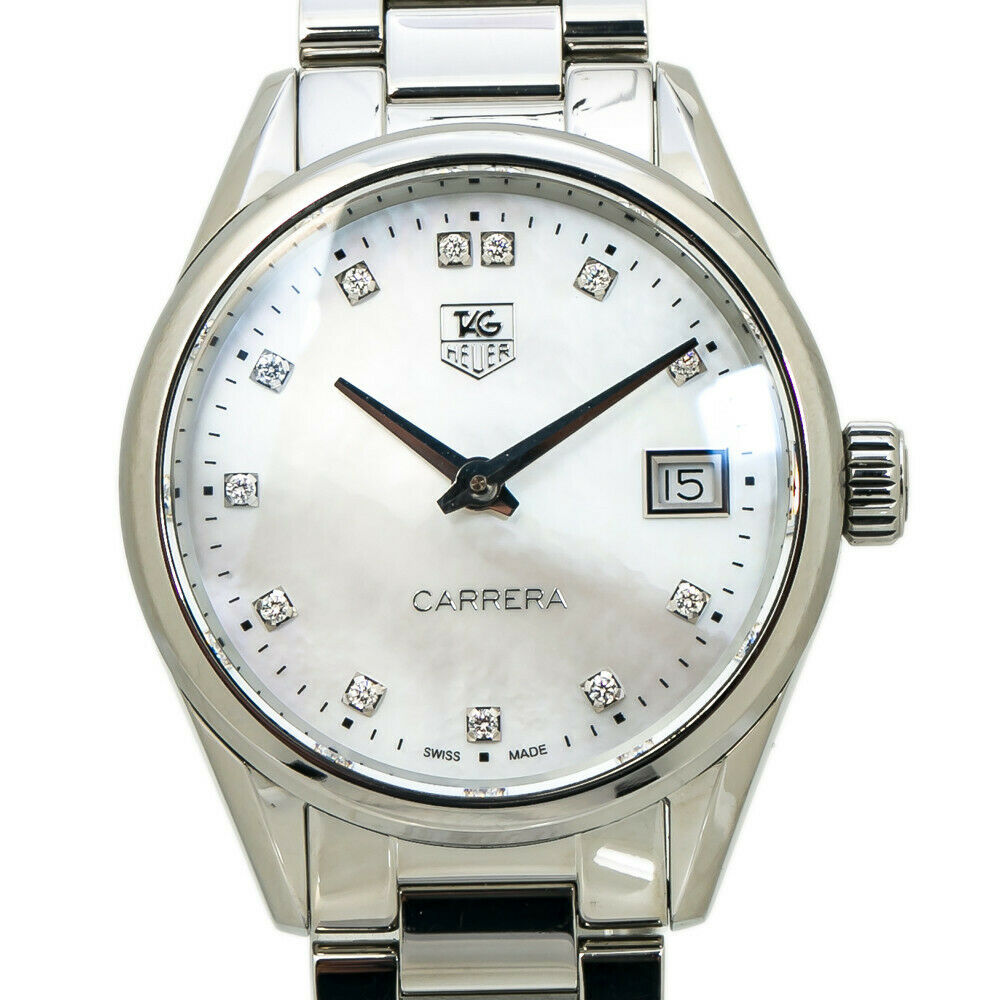 Tag Heuer Carrera WAR1314 MOP Dial Diamond Markers Ladies Quartz with BoxPapers