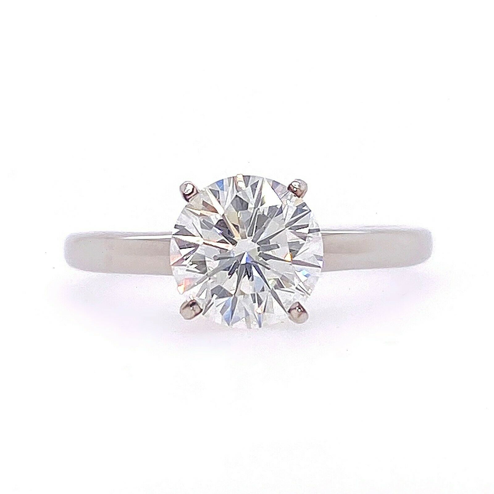 LEO Round Brilliant Diamond 1.52 cts H SI1 Solitaire Engagement Ring 14K WG PLAT
