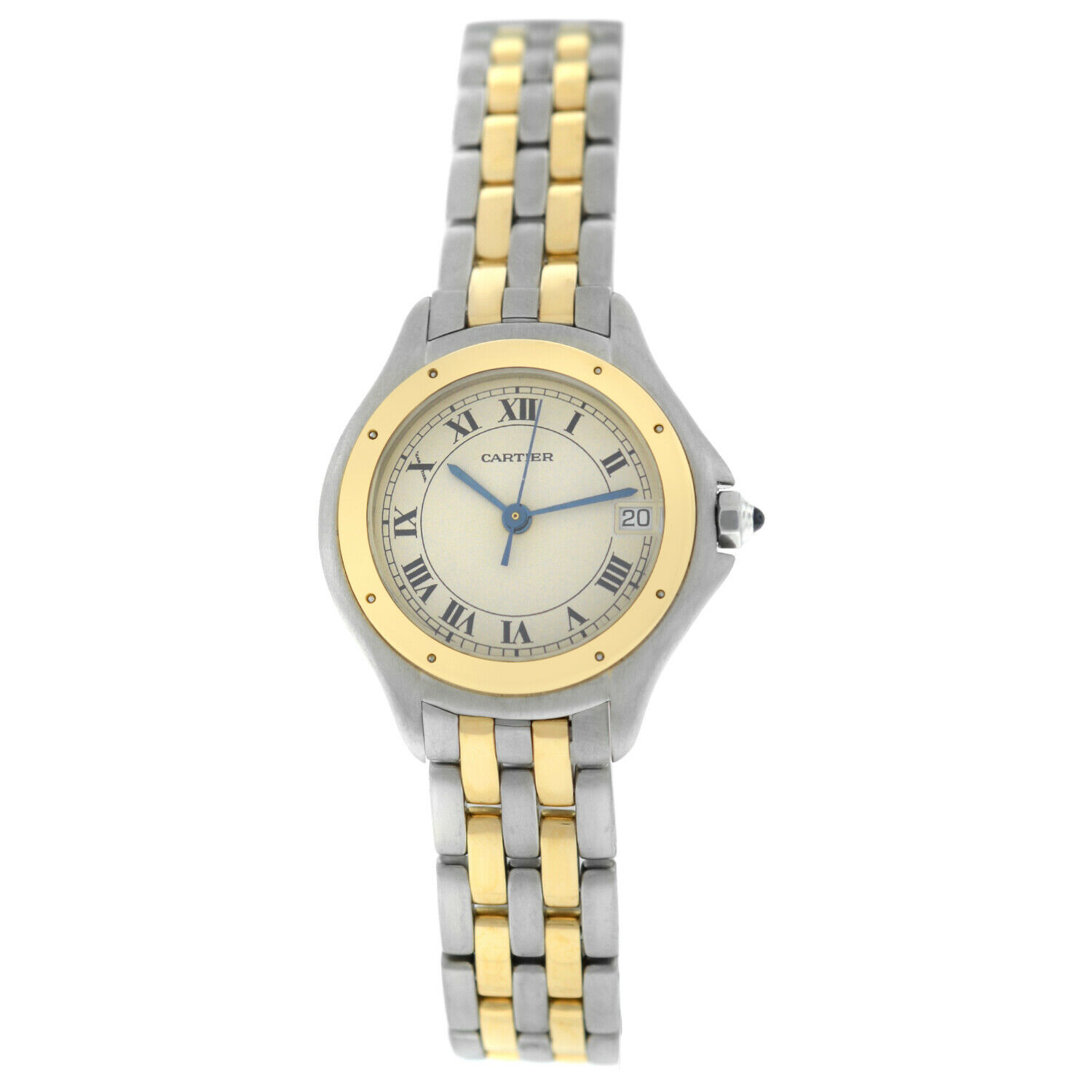 Cartier Panthere Cougar 119000R Ladies Gold Steel Two Row Quartz 26MM Watch