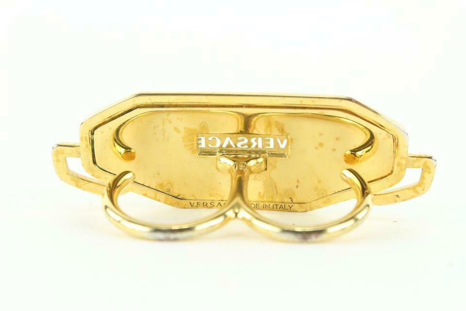 Versace Gold Brass Double Ring Name Plate Knuckles 160ver430