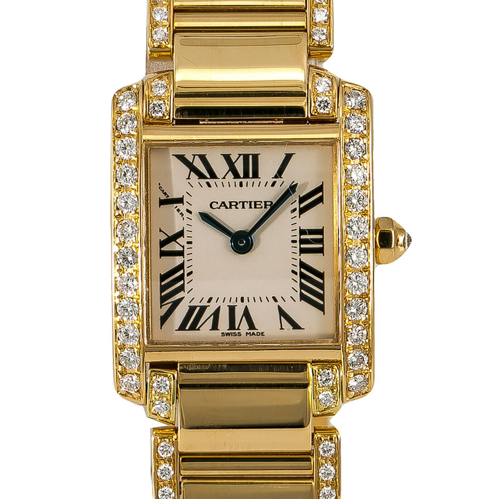 Cartier Tank Francaise 2385 WE1001RG Womens 18kt Gold Quartz Watch 3.6CT 22mm