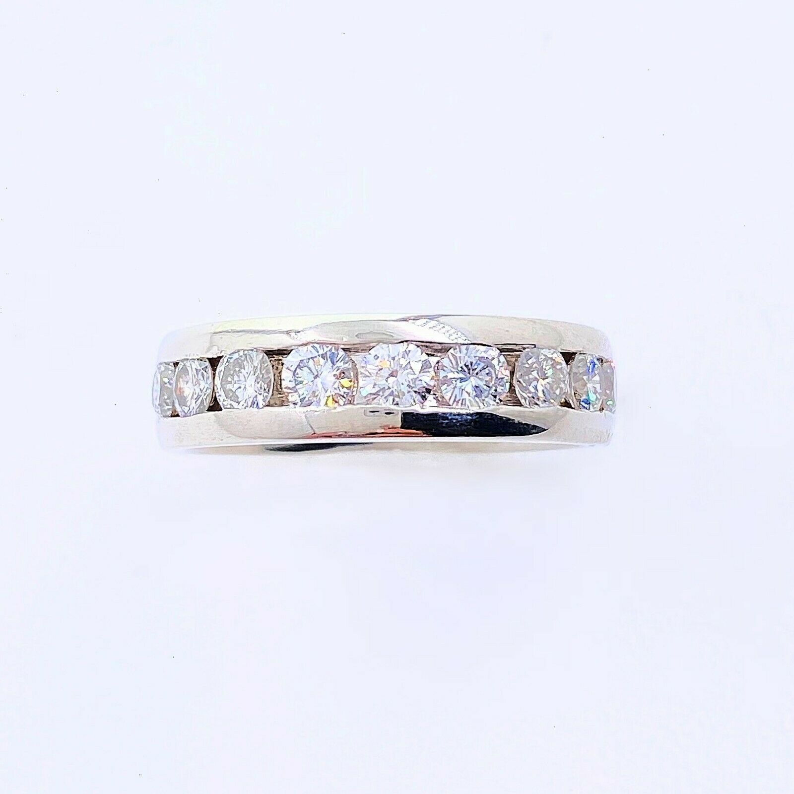 Ladies 1.00 tcw Round Diamond Channel Set Wedding Band Ring Platinum